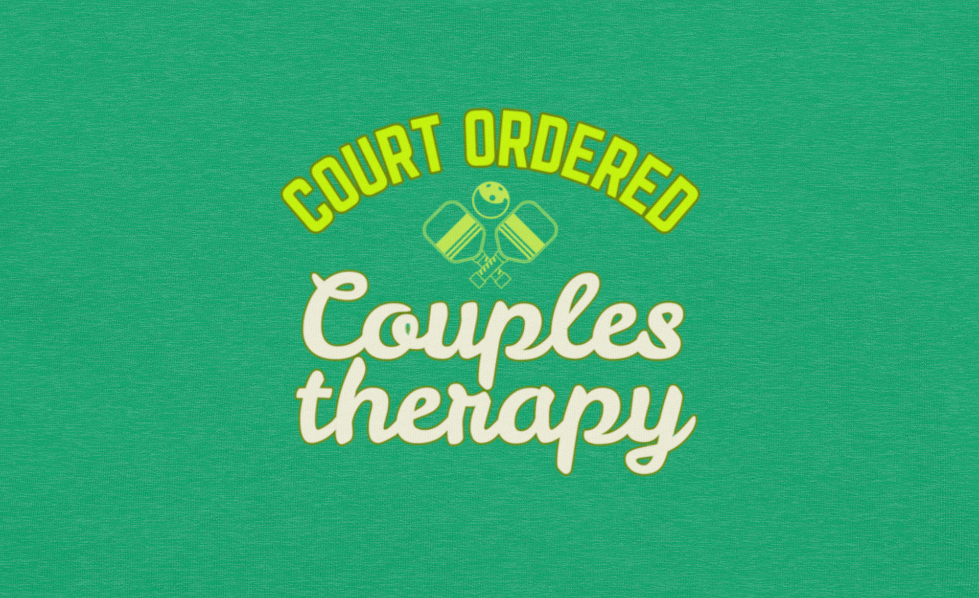 Text 'Court Ordered Couples Therapy' on a green background