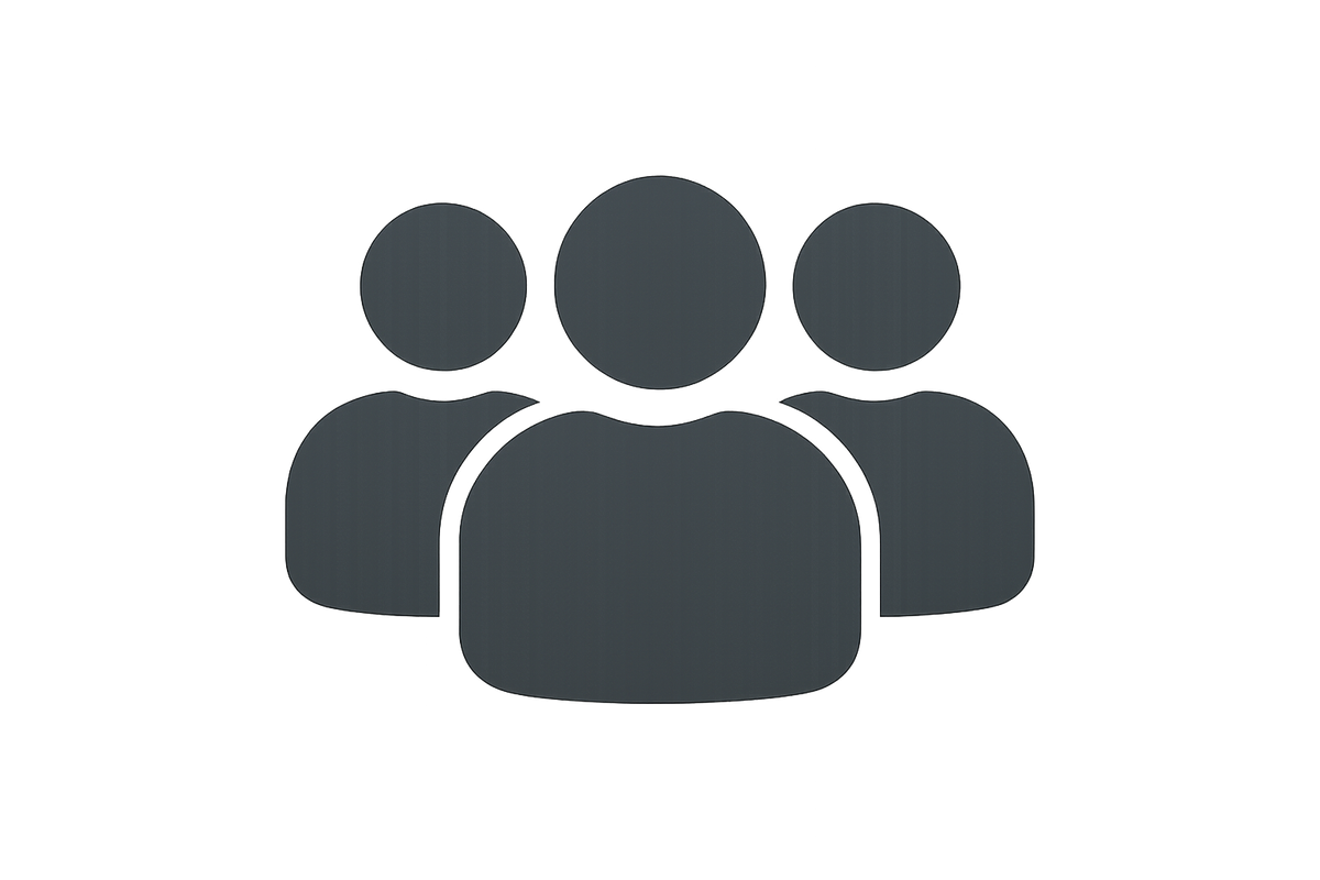 GROUP OF PEOPLE ICON, MINIMALIST, 1-COLOR FILLED IN