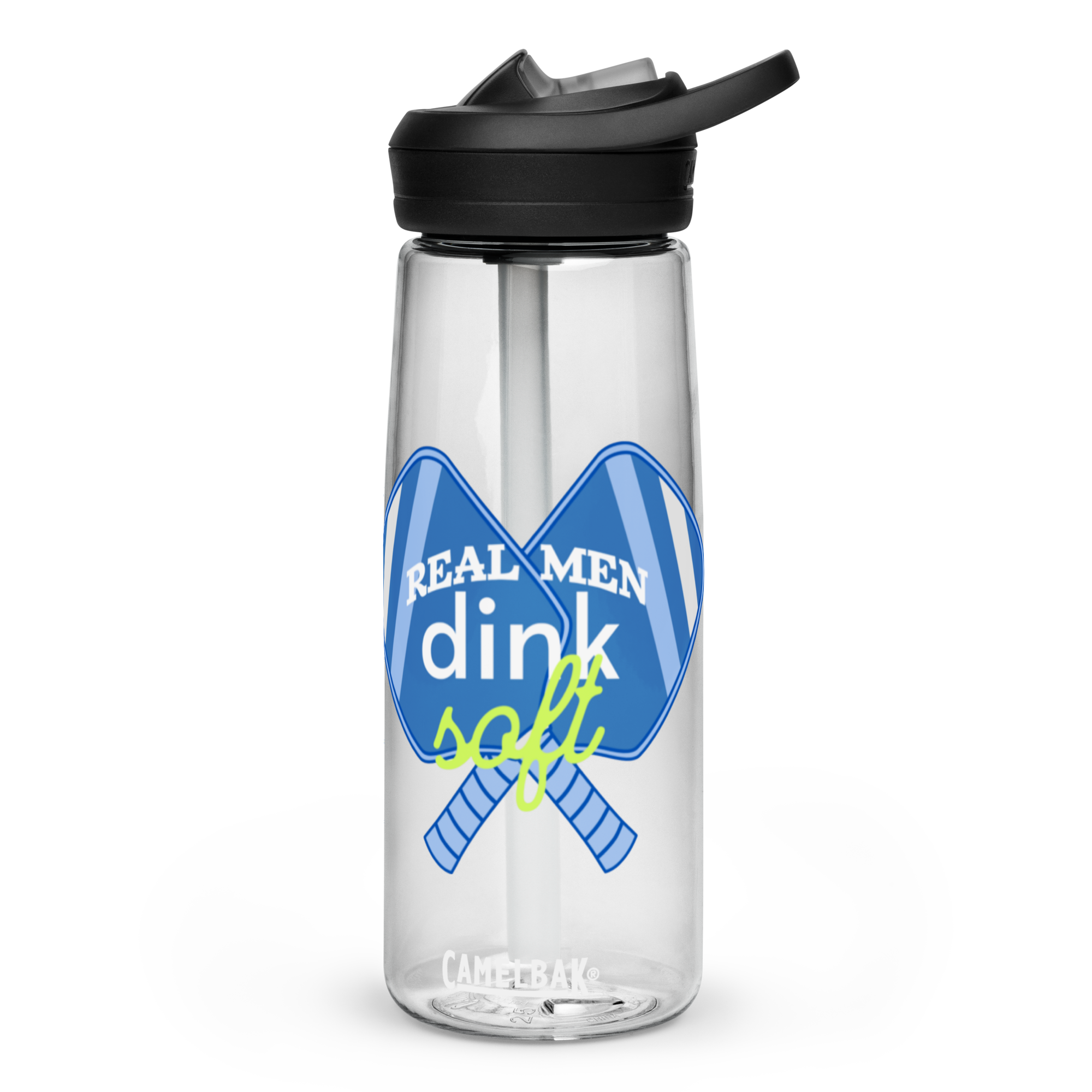 Real Men Dink Soft Water Bottle – Funny Pickleball Gift for Him