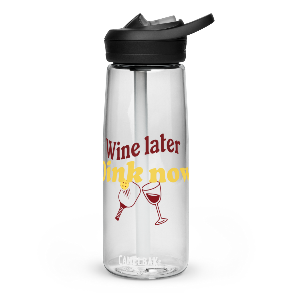Wine Later Dink Now Water Bottle – Funny Pickleball Gift for Wine Lovers