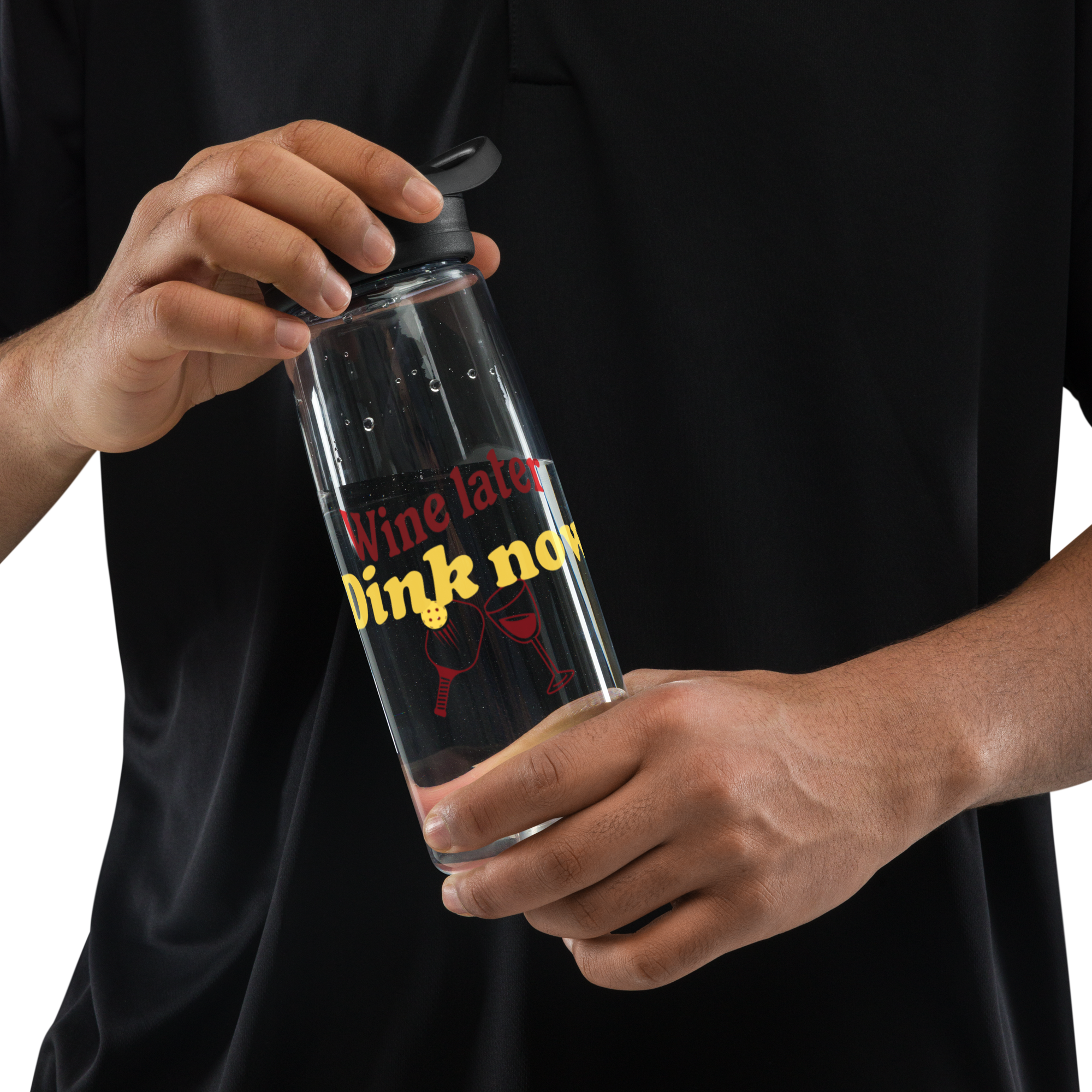 Wine Later Dink Now Water Bottle – Funny Pickleball Gift for Wine Lovers